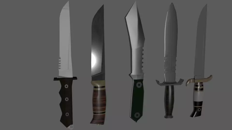5 knife 3d Maya Low-poly 3D model_0