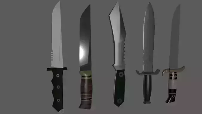 5 knife 3d Maya