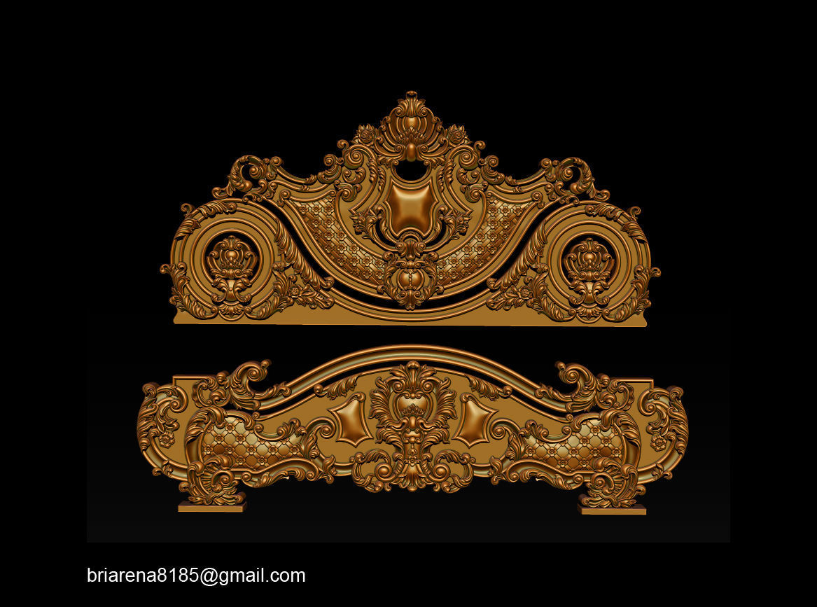 Classic Bed  3D relief models 3D print model_6