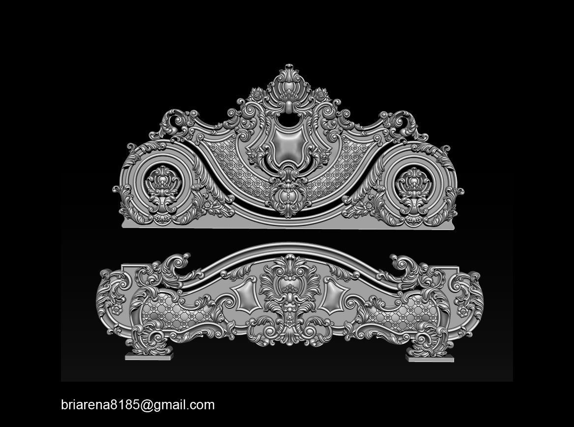 Classic Bed  3D relief models 3D print model_3
