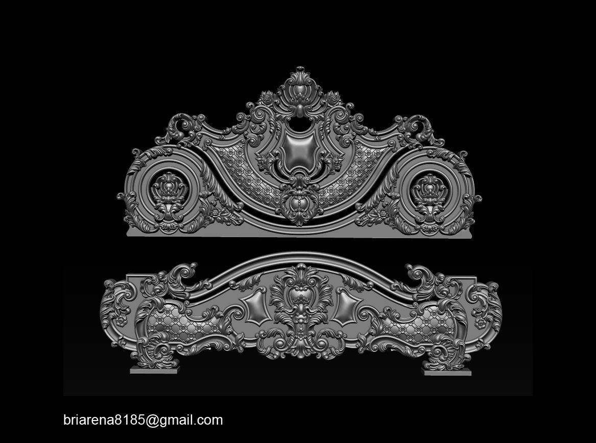 Classic Bed  3D relief models 3D print model_9