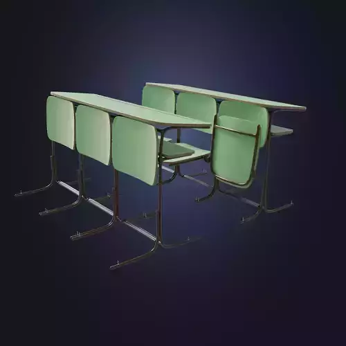 Classroom Bench and Seat   3LODs Low-poly 3D model