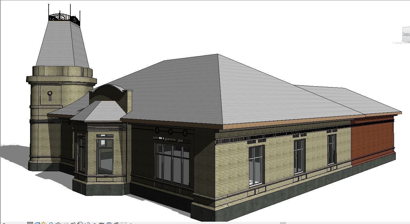 Mansion classic baroque style house with tower 3D model_5