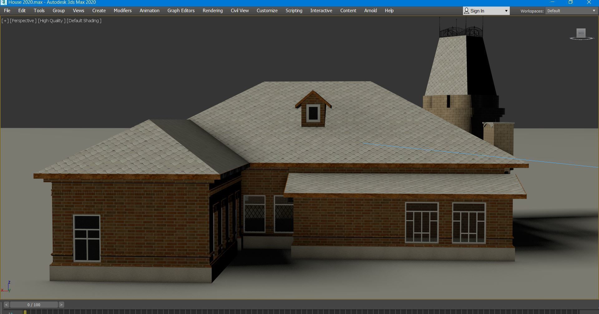 Mansion classic baroque style house with tower 3D model_6