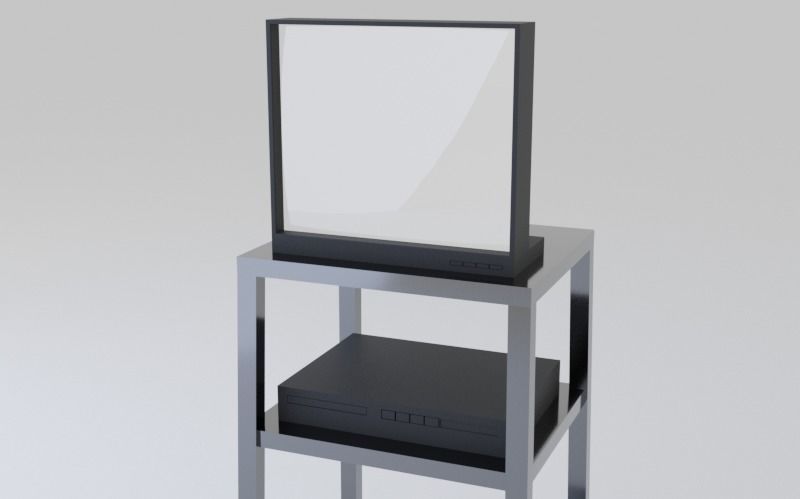 TV and DVD Player on Rollout Cart 3D model_1