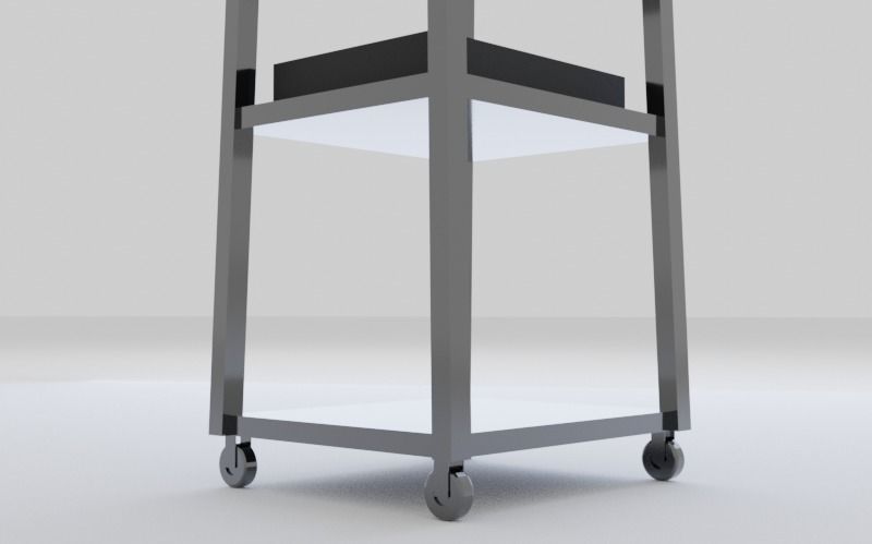 TV and DVD Player on Rollout Cart 3D model_3