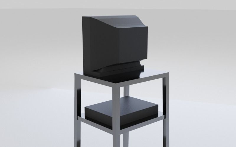 TV and DVD Player on Rollout Cart 3D model_2