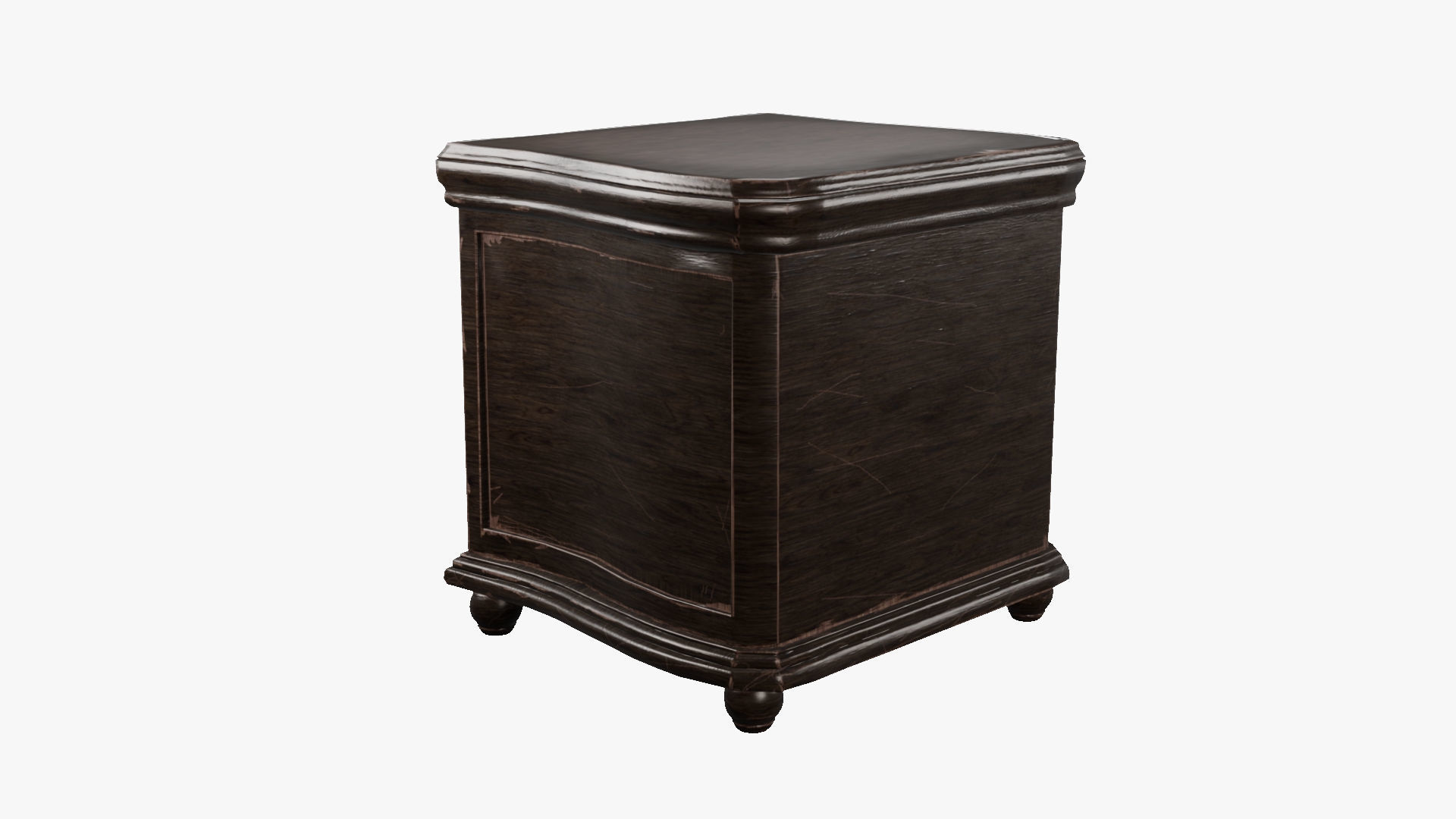 Nightstand - aged 4 drawer 3D model Low-poly 3D model_3