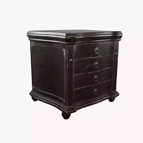 Nightstand - aged 4 drawer 3D model Low-poly 3D model