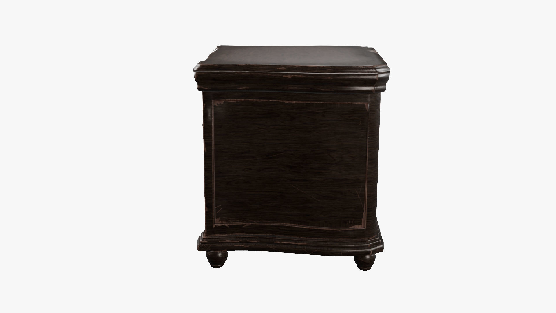 Nightstand - aged 4 drawer 3D model Low-poly 3D model_4