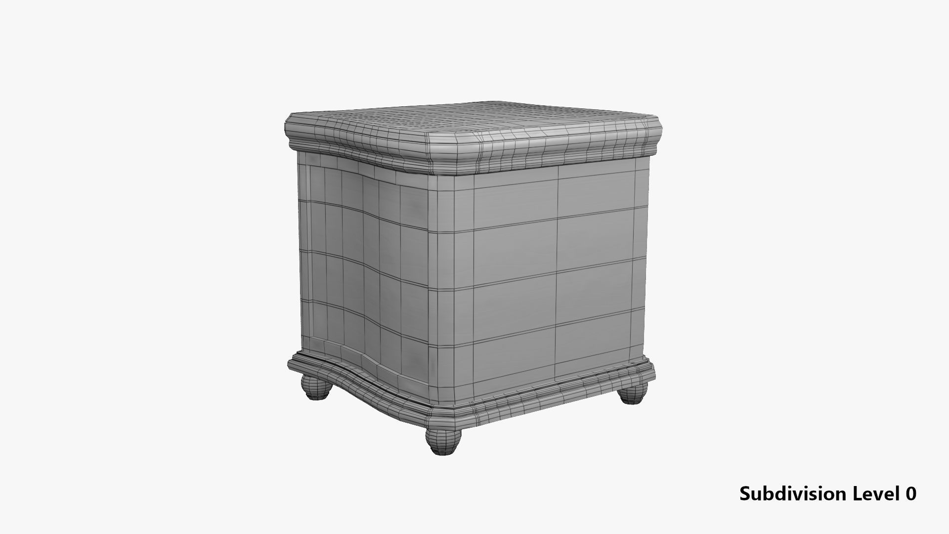 Nightstand - aged 4 drawer 3D model Low-poly 3D model_10