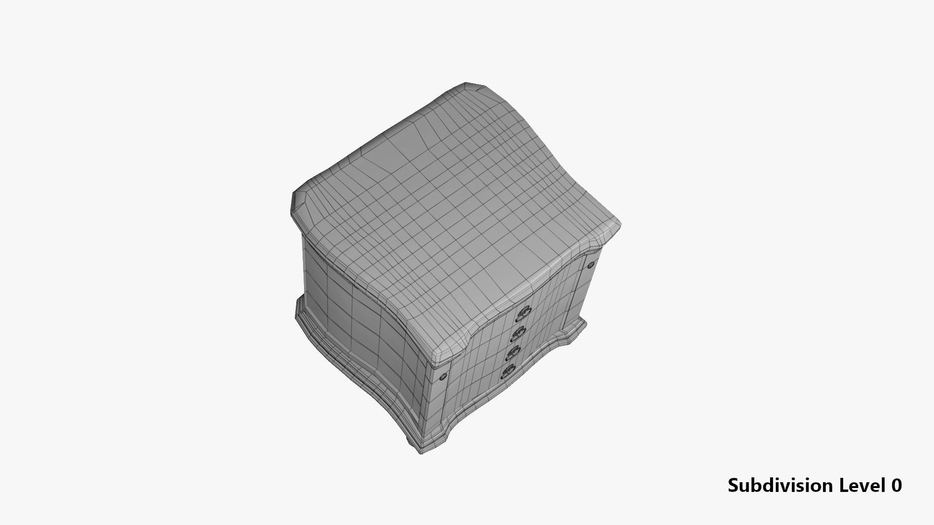 Nightstand - aged 4 drawer 3D model Low-poly 3D model_11