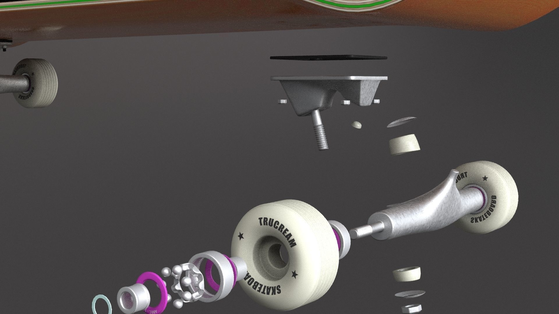 classic skateboard all parts 3D model_35