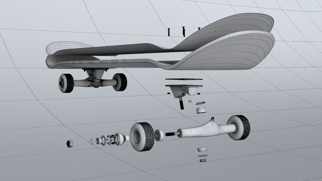 classic skateboard all parts 3D model_13