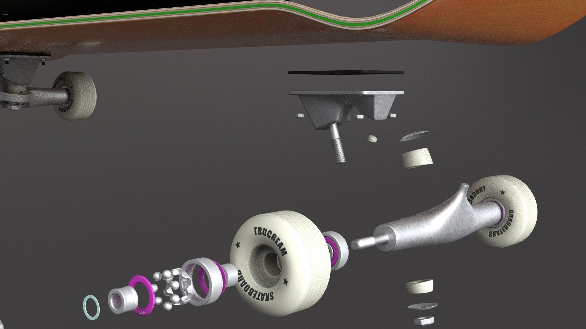 classic skateboard all parts 3D model_34