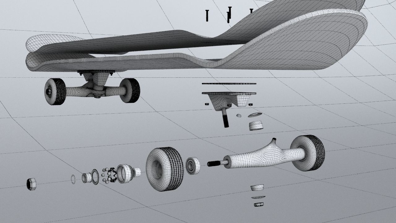 classic skateboard all parts 3D model_14