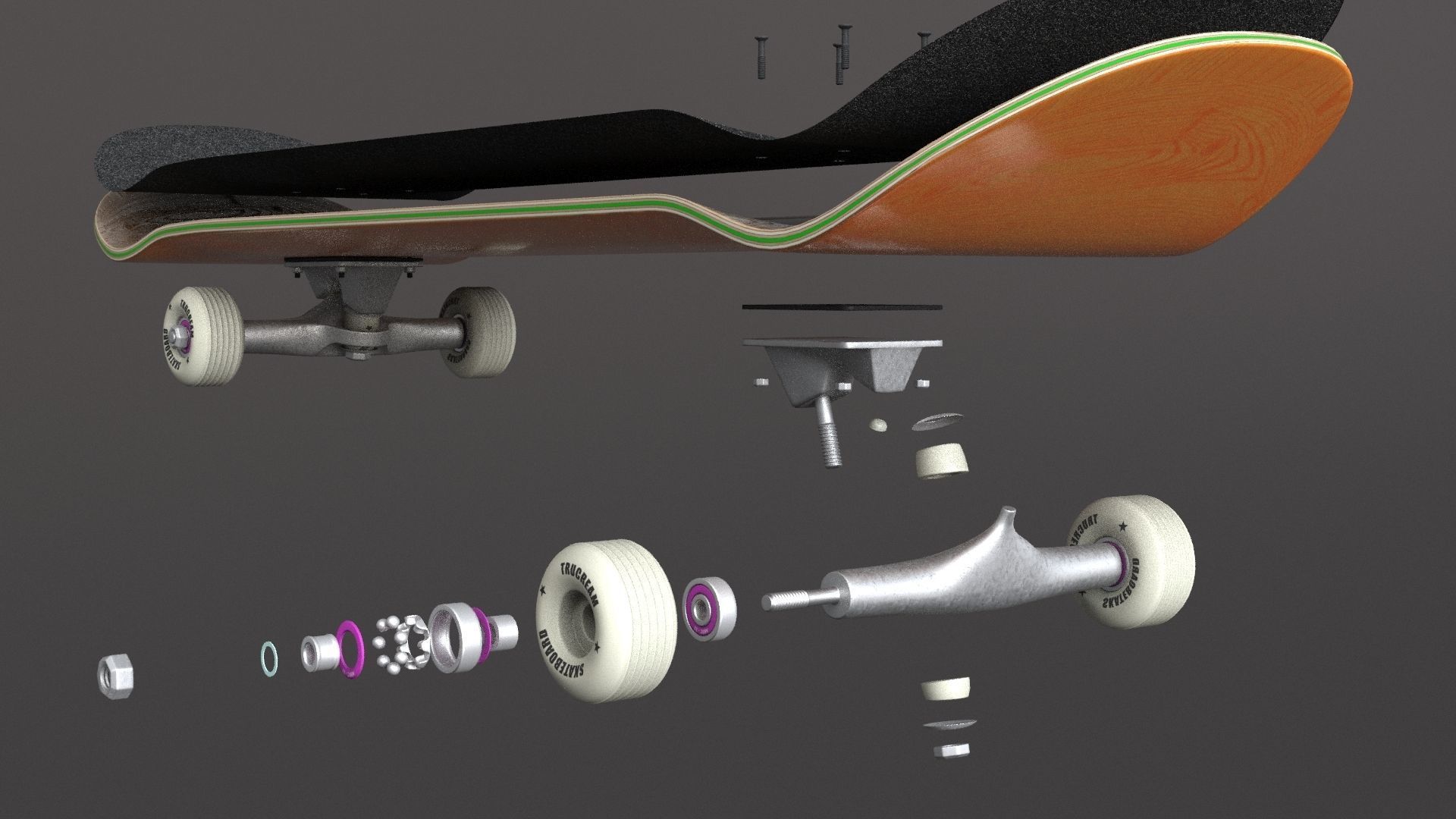 classic skateboard all parts 3D model_31