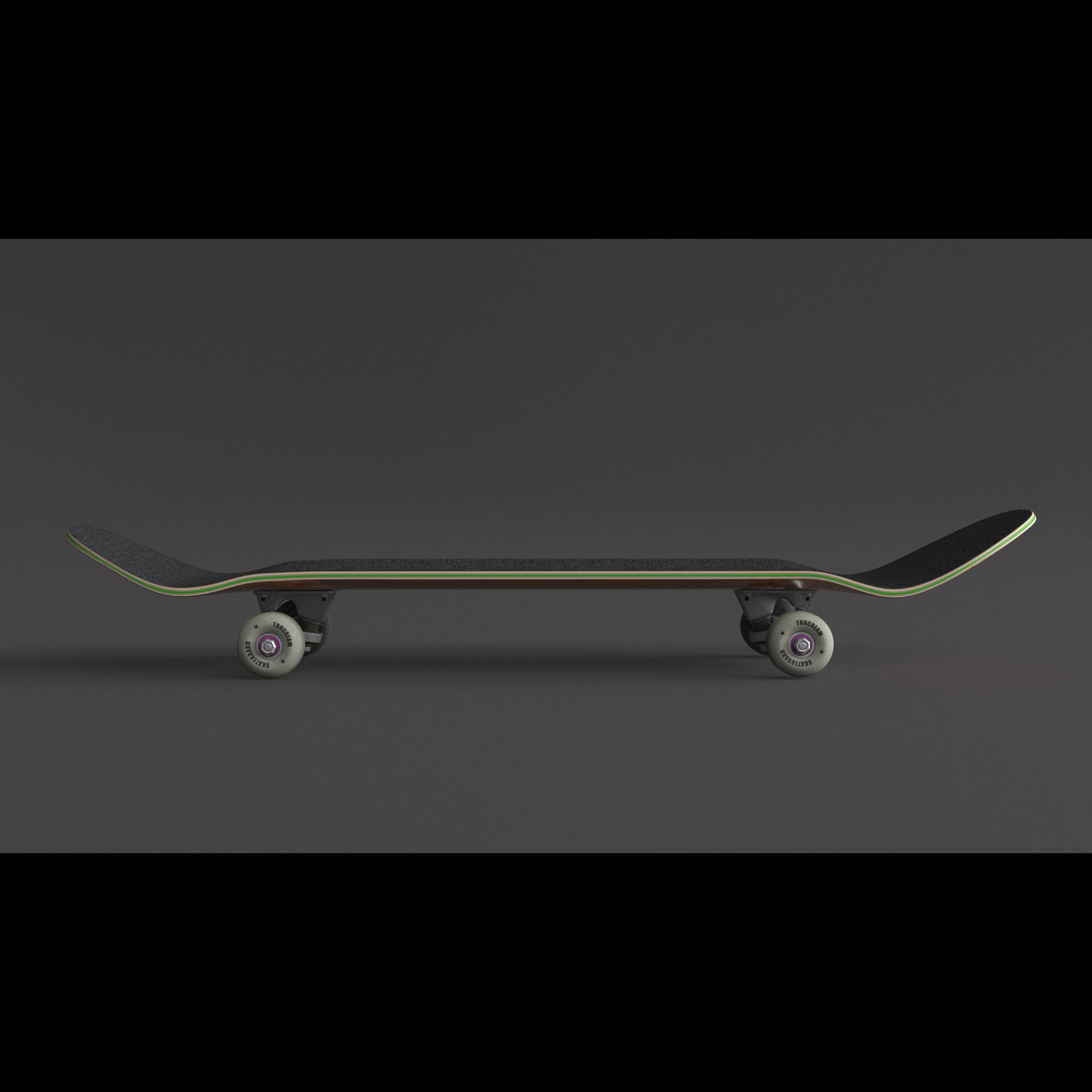 classic skateboard all parts 3D model_2
