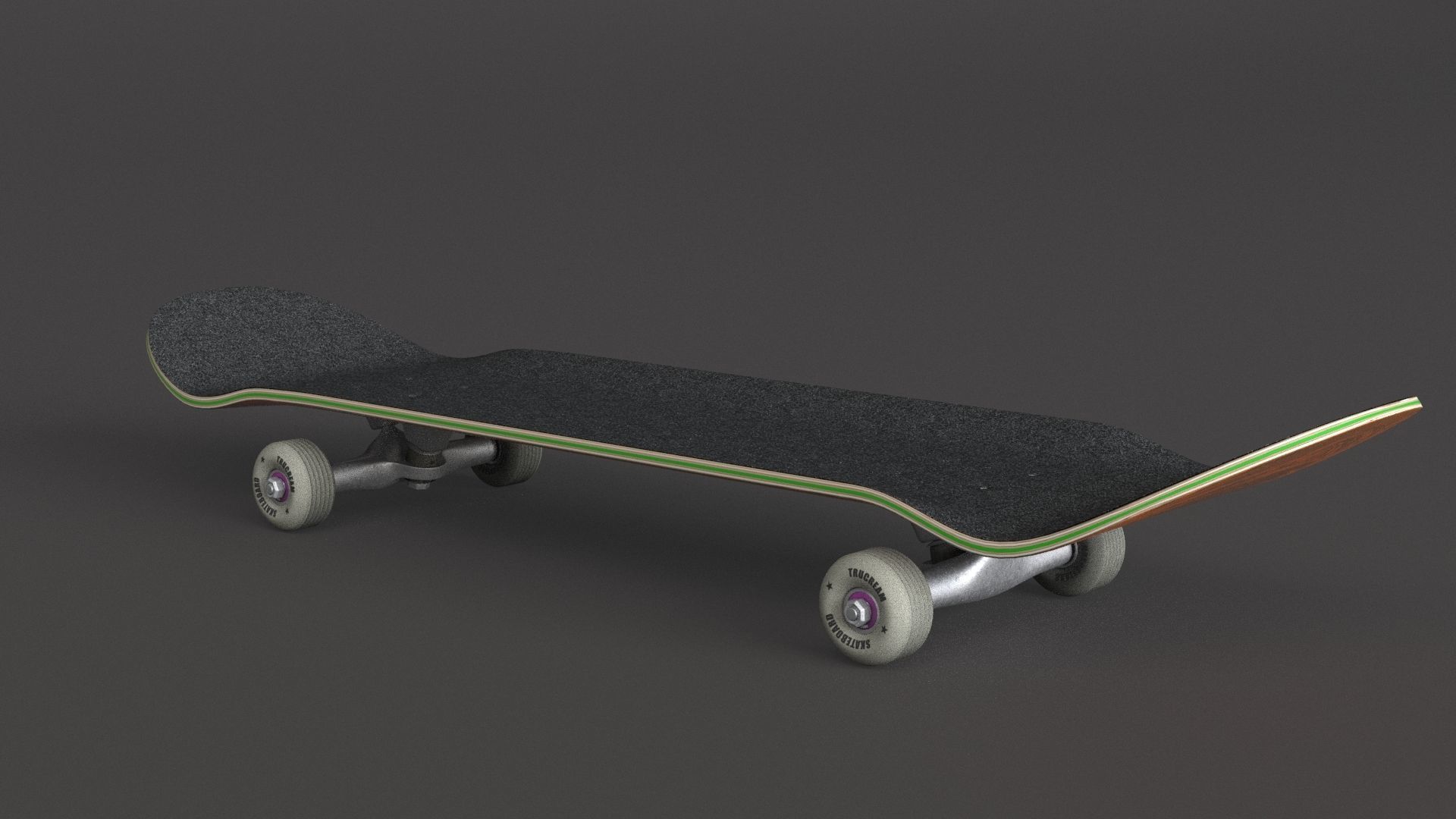 classic skateboard all parts 3D model_3