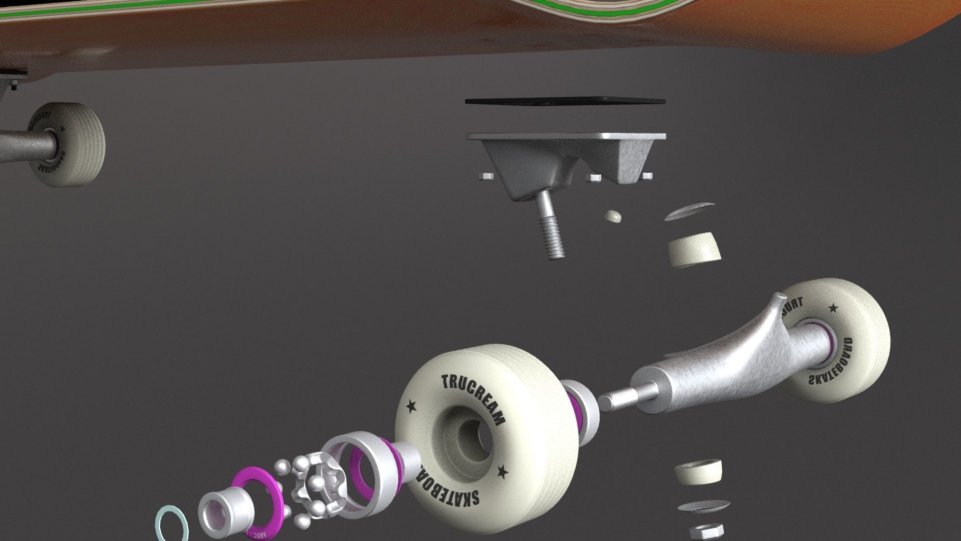 classic skateboard all parts 3D model_32