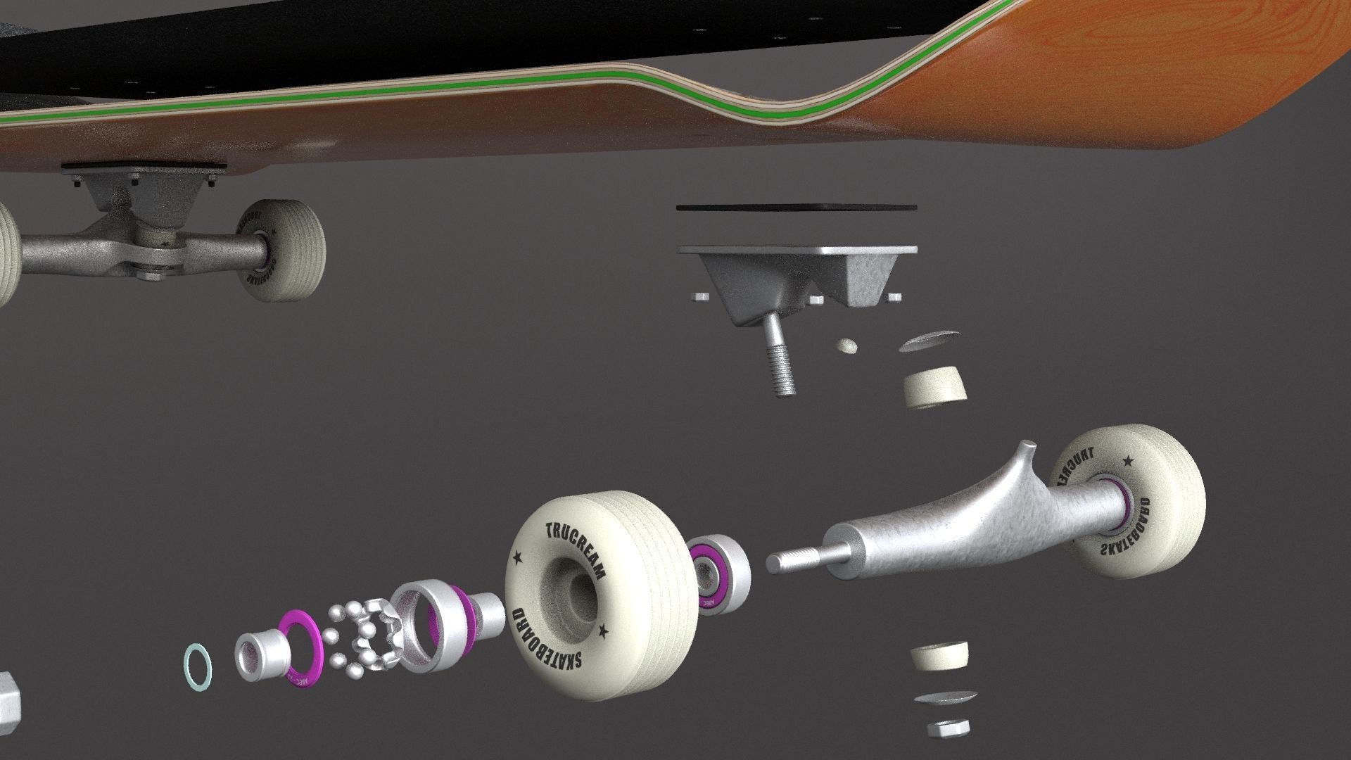 classic skateboard all parts 3D model_33