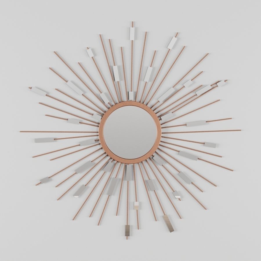 Starburst Mirrored Wall Sculpture Gold 3D model_1