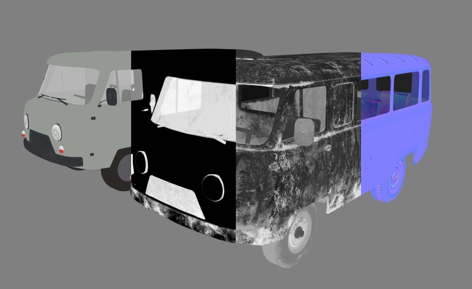  Soviet era van low poly Low-poly 3D model_8
