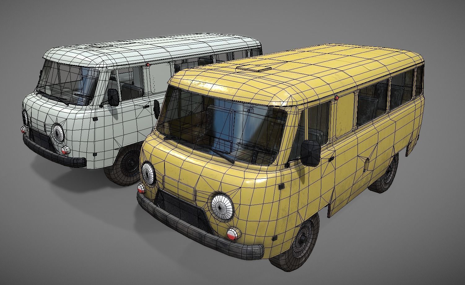  Soviet era van low poly Low-poly 3D model_10