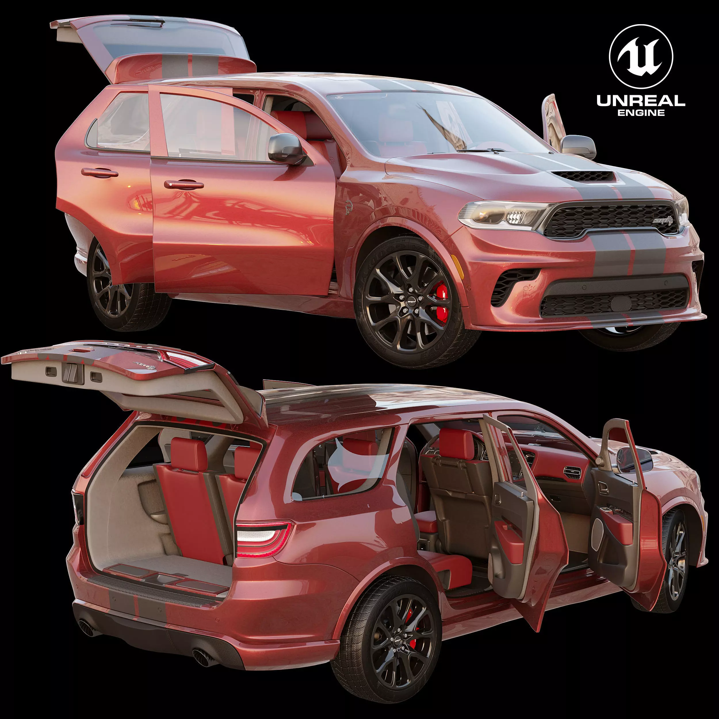 AVE DODGE DURANGO SRT HELLCAT 2021 PBR UNREAL ENGINE Low-poly 3D model_0