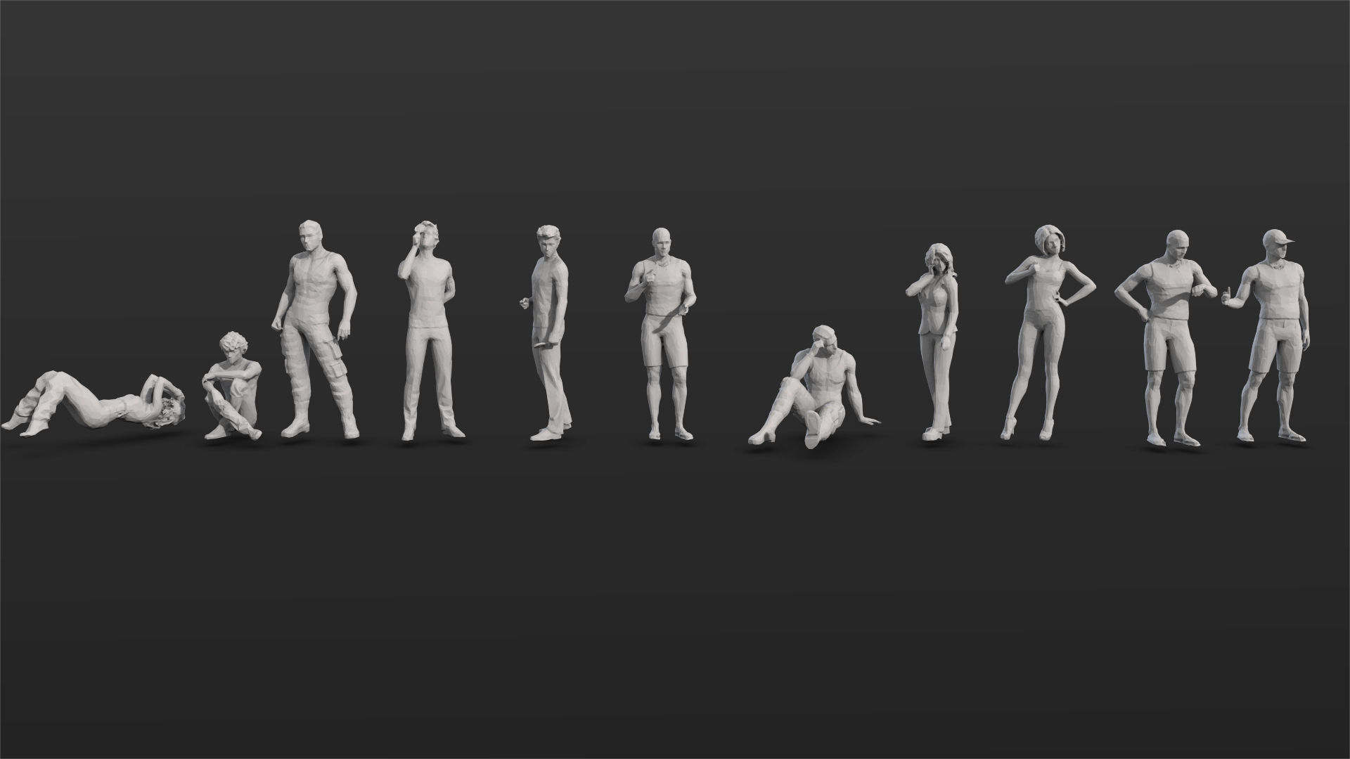 55 People Crowd Pack Set-01 3D model_8