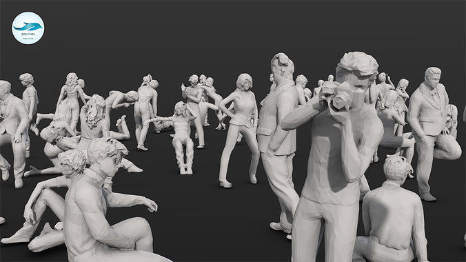 55 People Crowd Pack Set-01 3D model