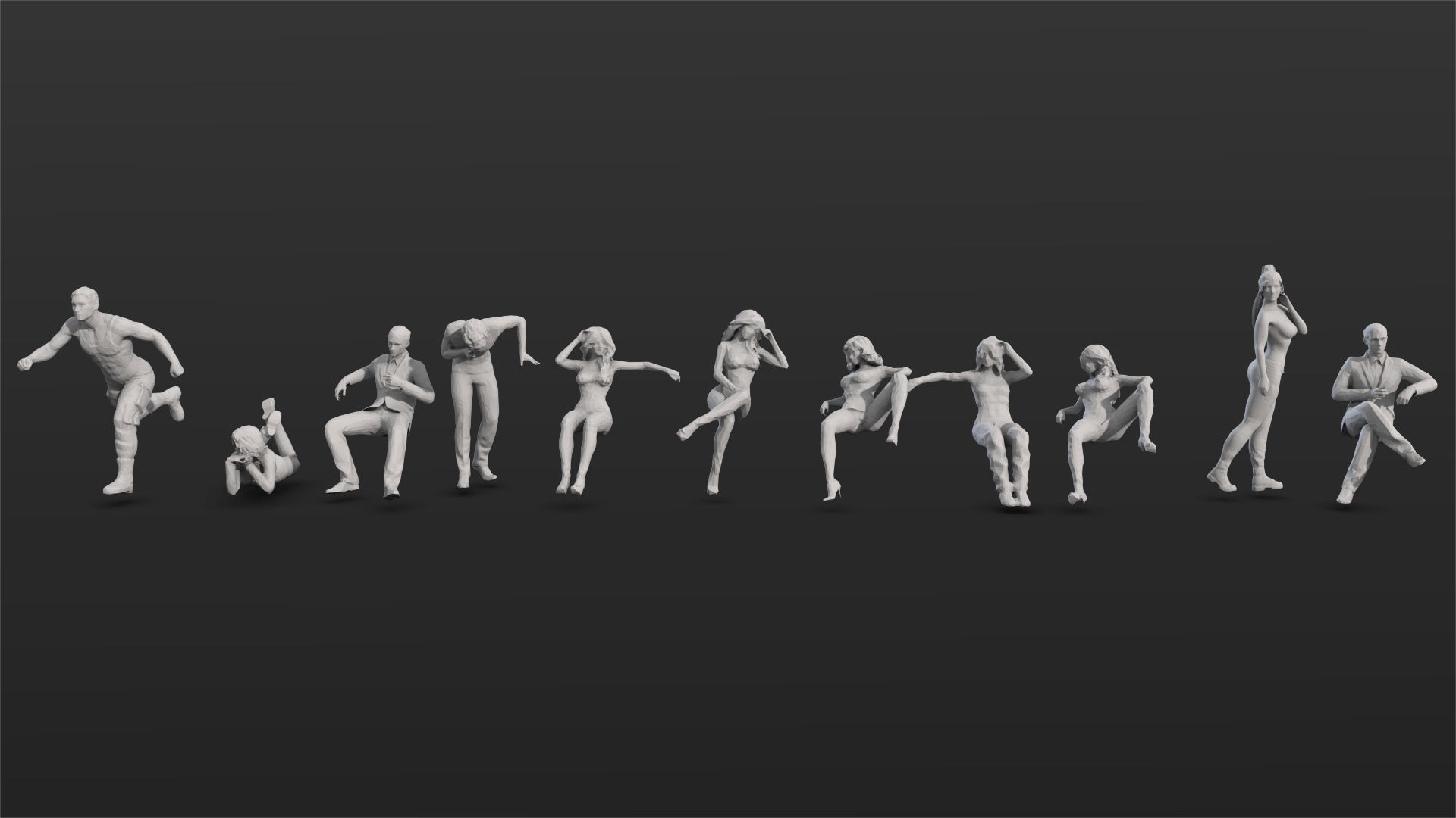 55 People Crowd Pack Set-01 3D model_7