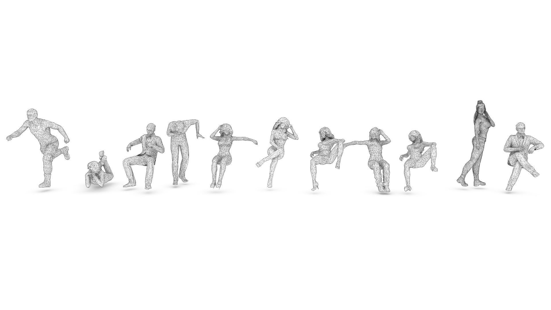 55 People Crowd Pack Set-01 3D model_16