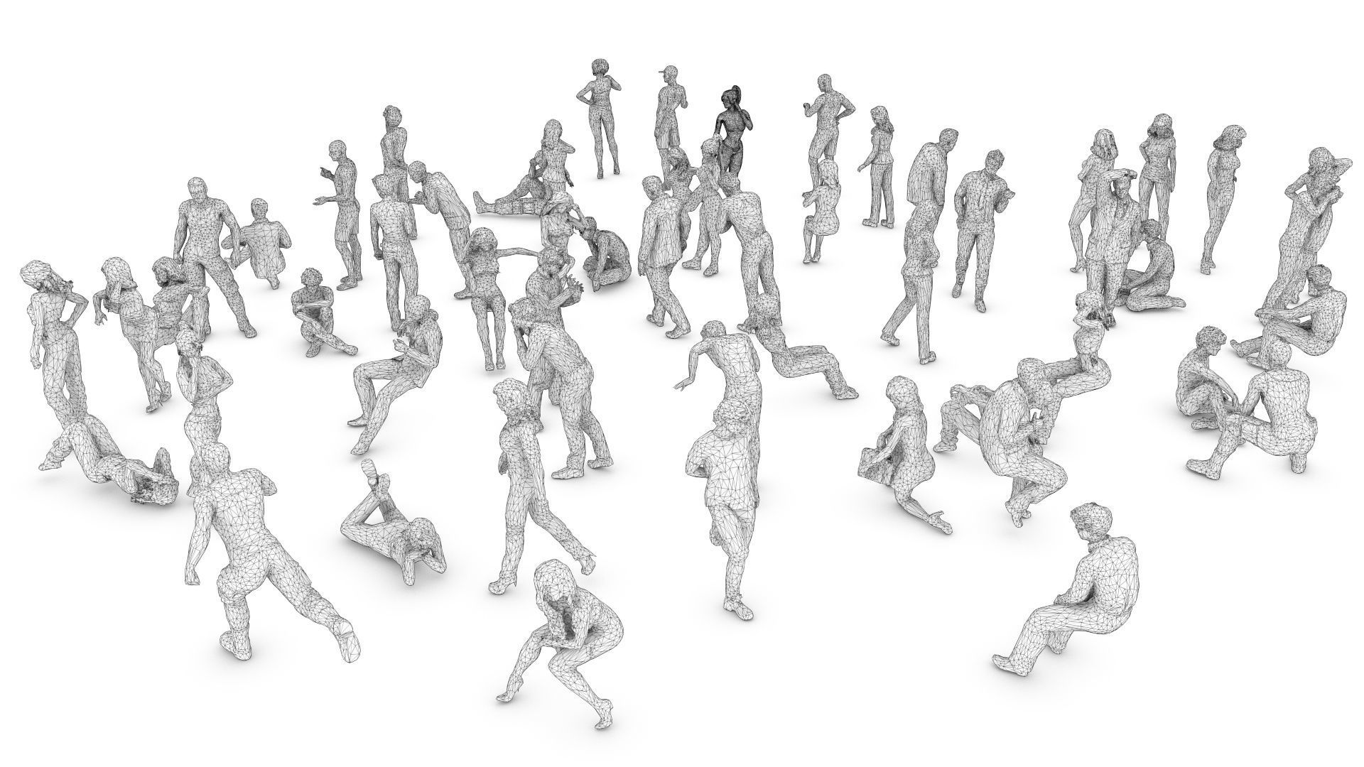 55 People Crowd Pack Set-01 3D model_12