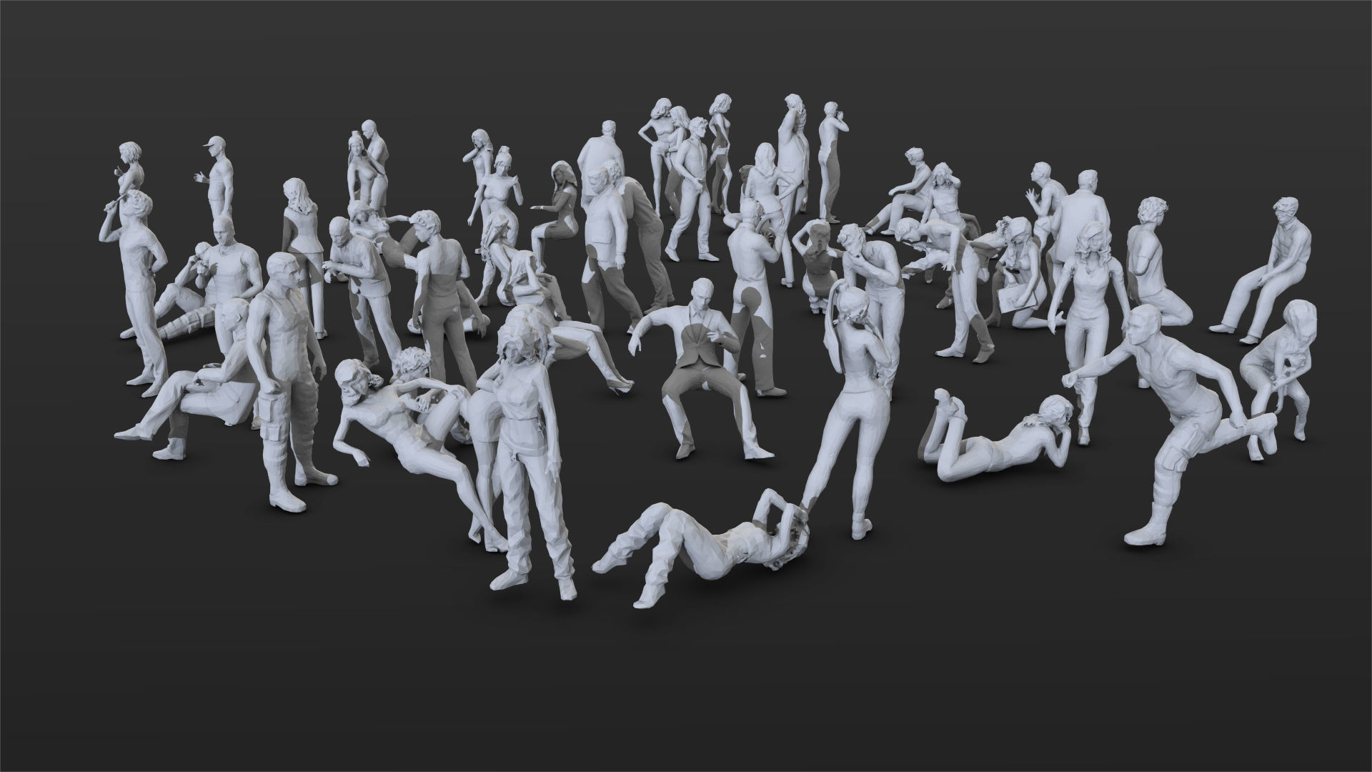 55 People Crowd Pack Set-01 3D model_2