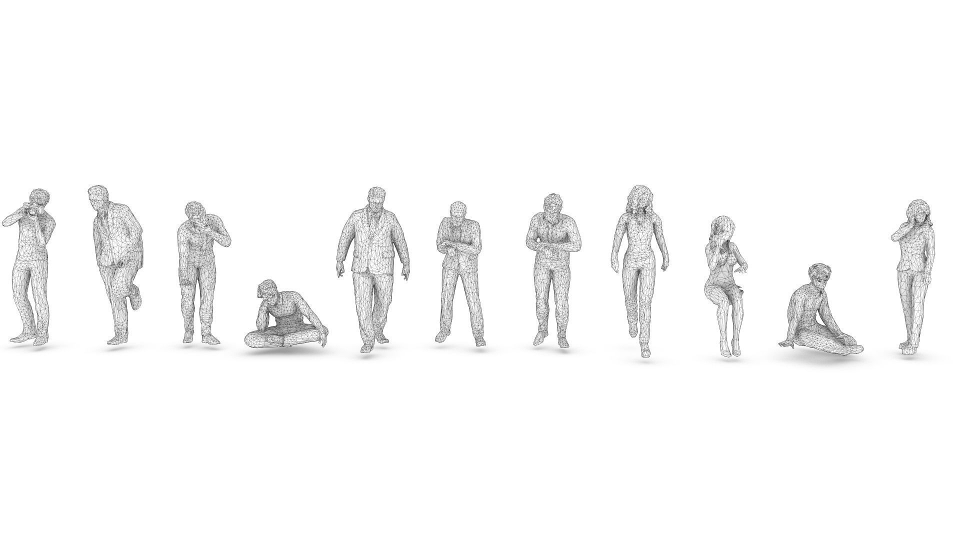 55 People Crowd Pack Set-01 3D model_15