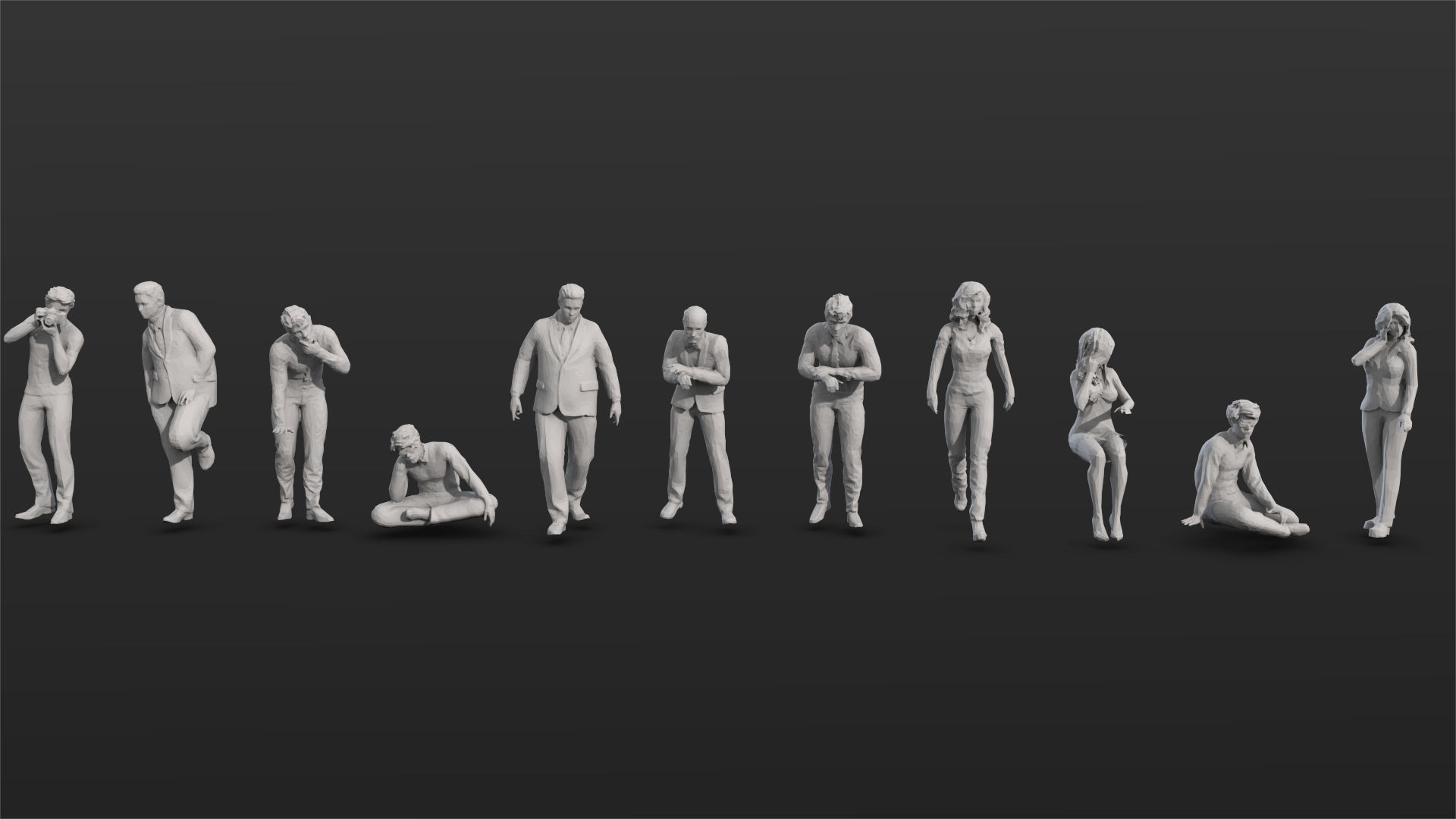 55 People Crowd Pack Set-01 3D model_6