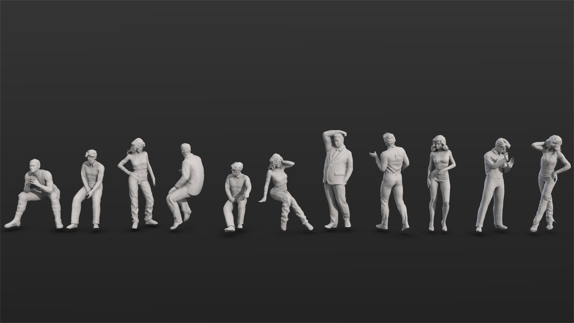 55 People Crowd Pack Set-01 3D model_4