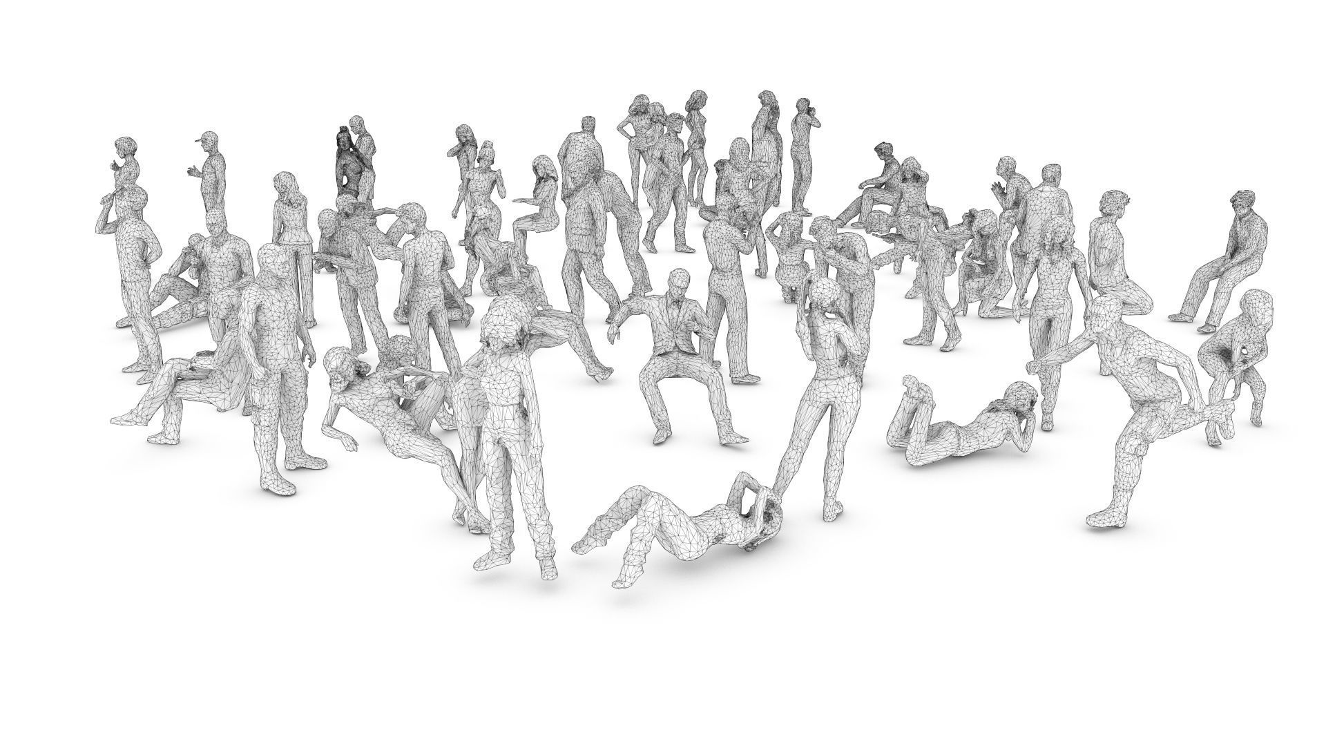 55 People Crowd Pack Set-01 3D model_11