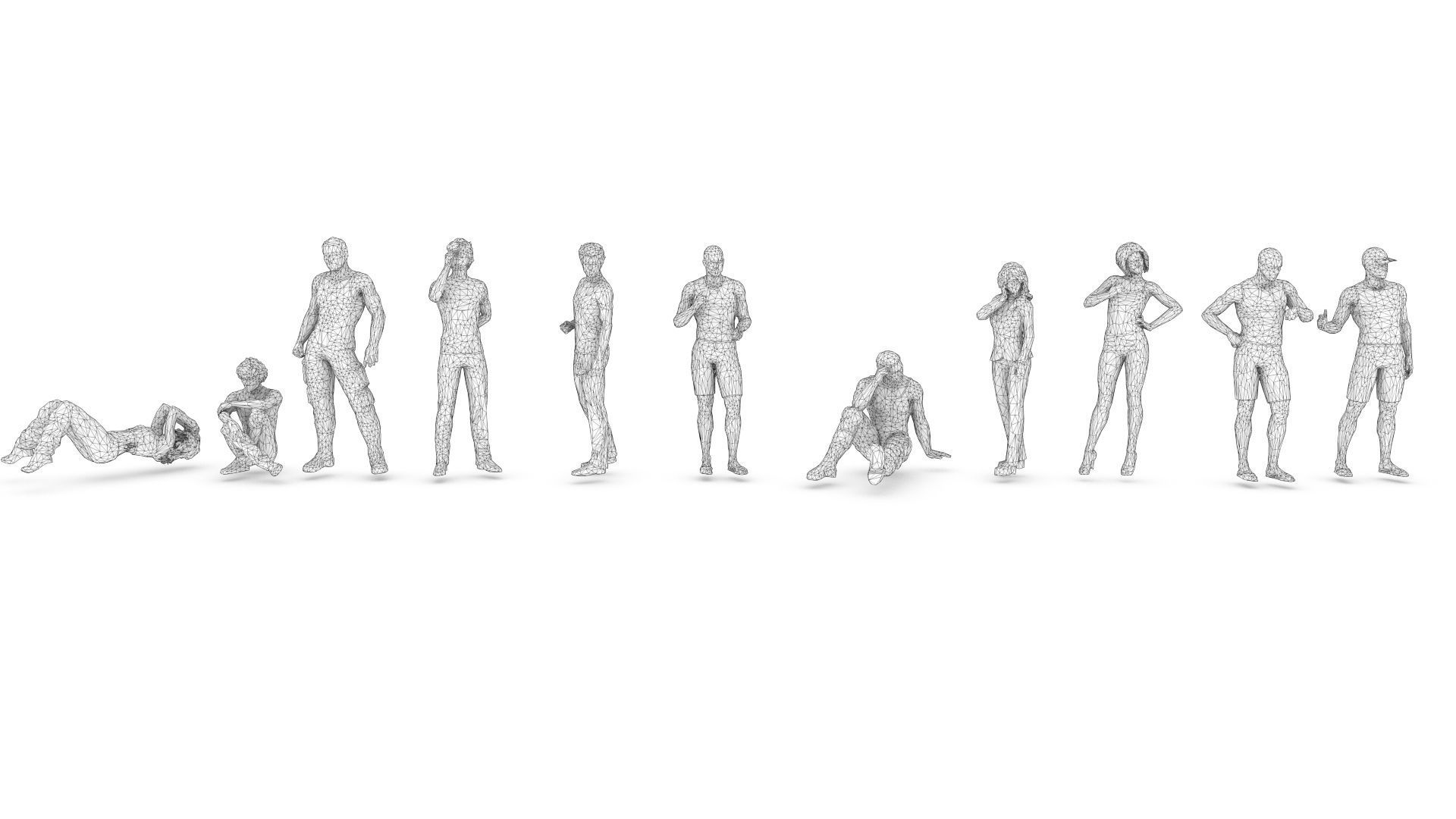 55 People Crowd Pack Set-01 3D model_17