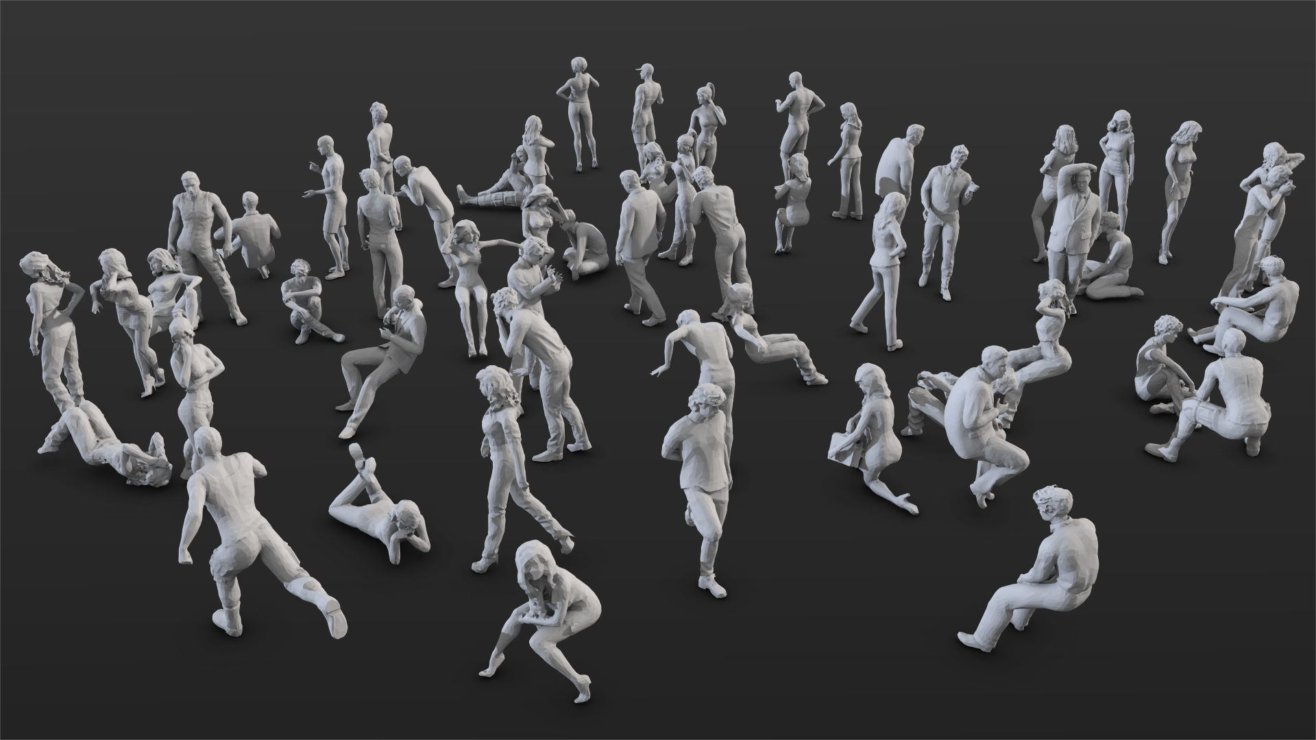 55 People Crowd Pack Set-01 3D model_3