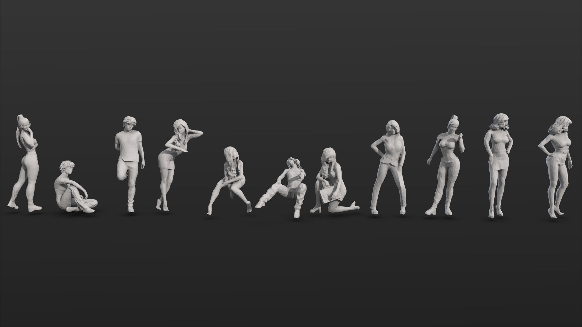 55 People Crowd Pack Set-01 3D model_5