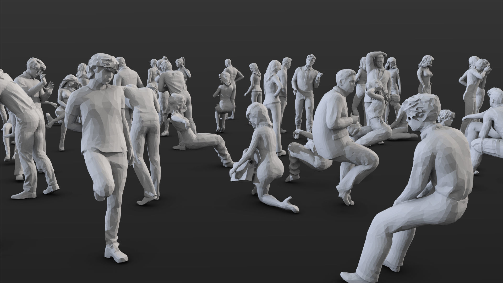 55 People Crowd Pack Set-01 3D model_1