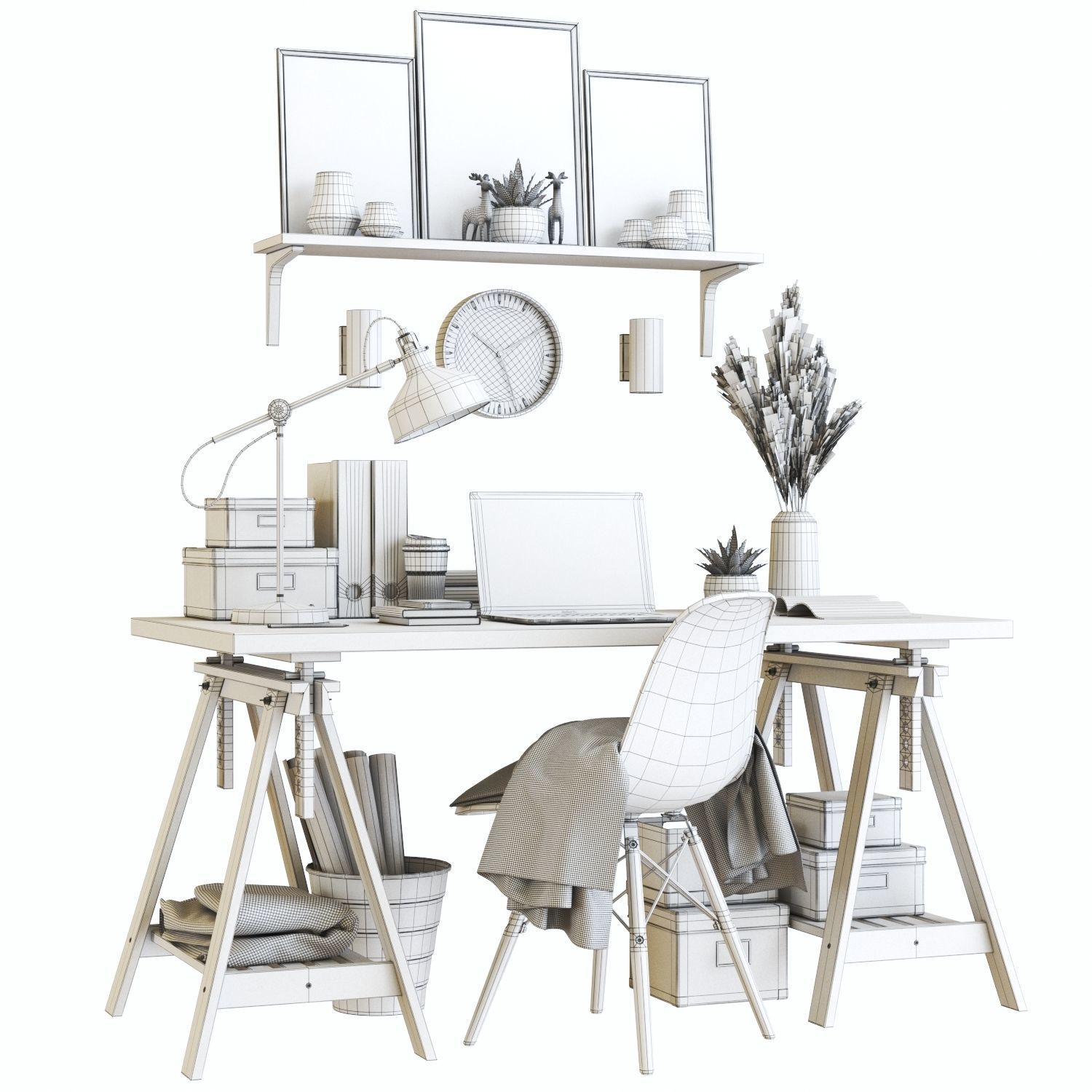 Office workplace 20 3D model_2