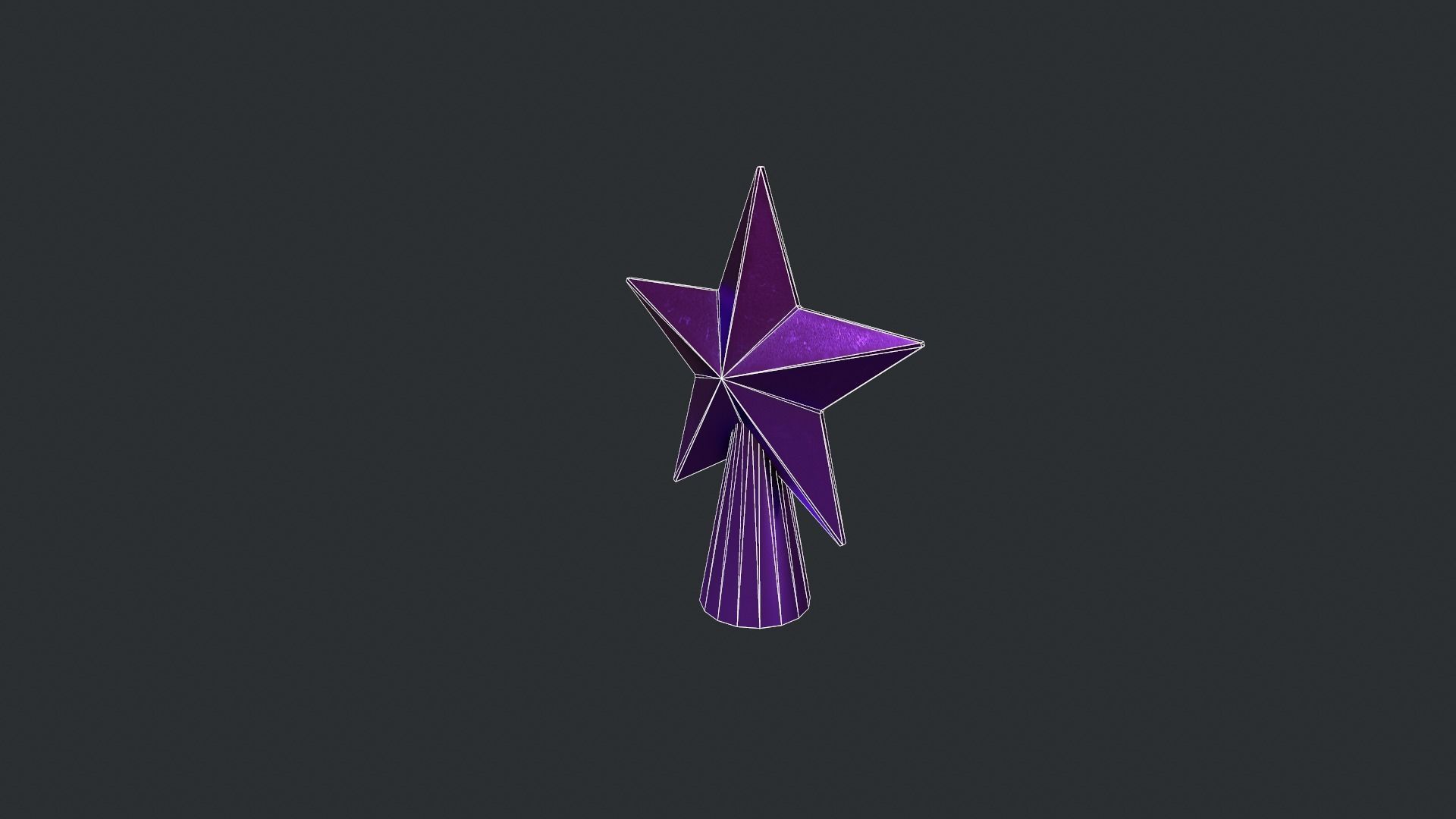 Purple Star Christmas Tree Topper Low-poly 3D model_13