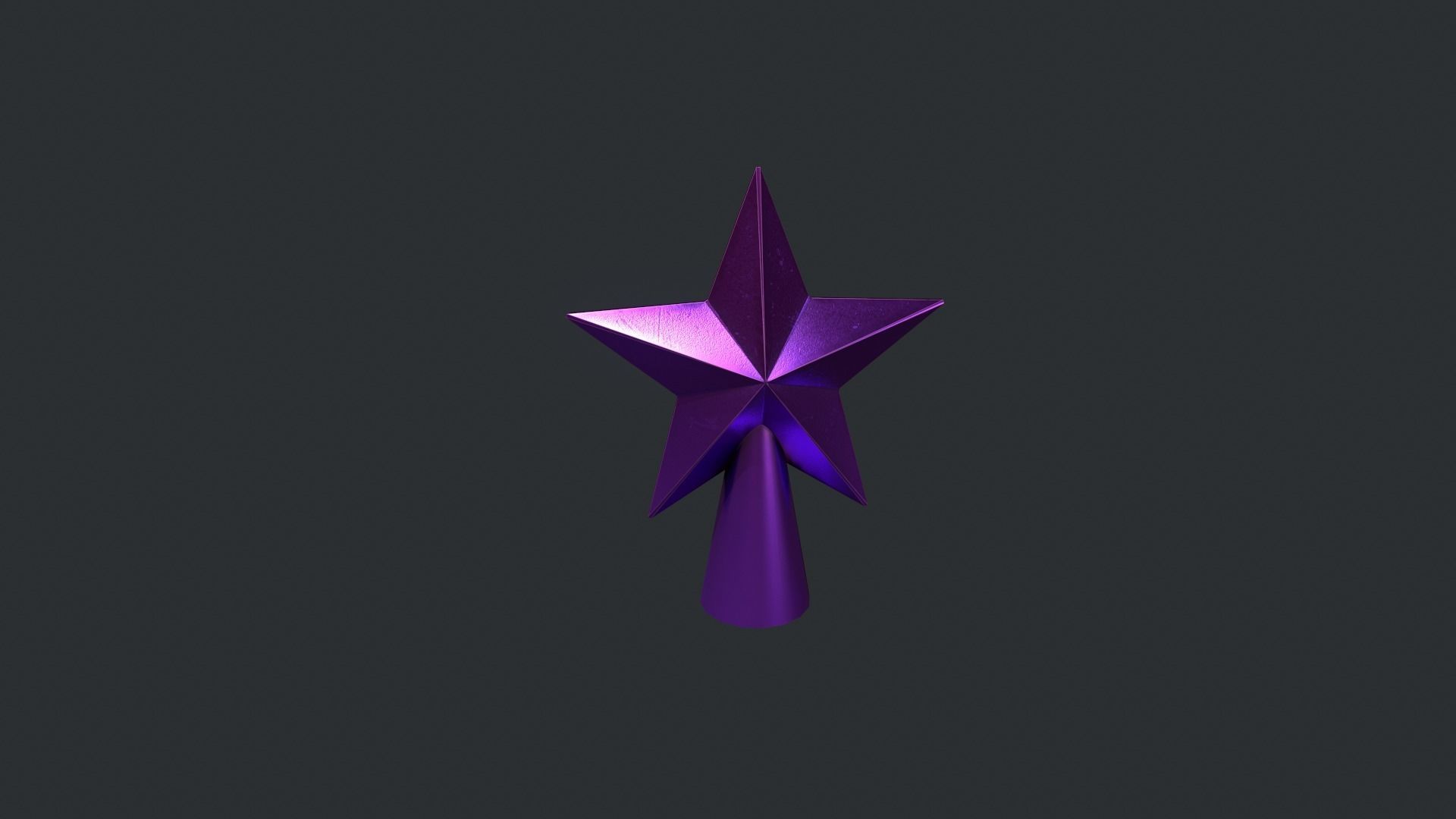 Purple Star Christmas Tree Topper Low-poly 3D model_5
