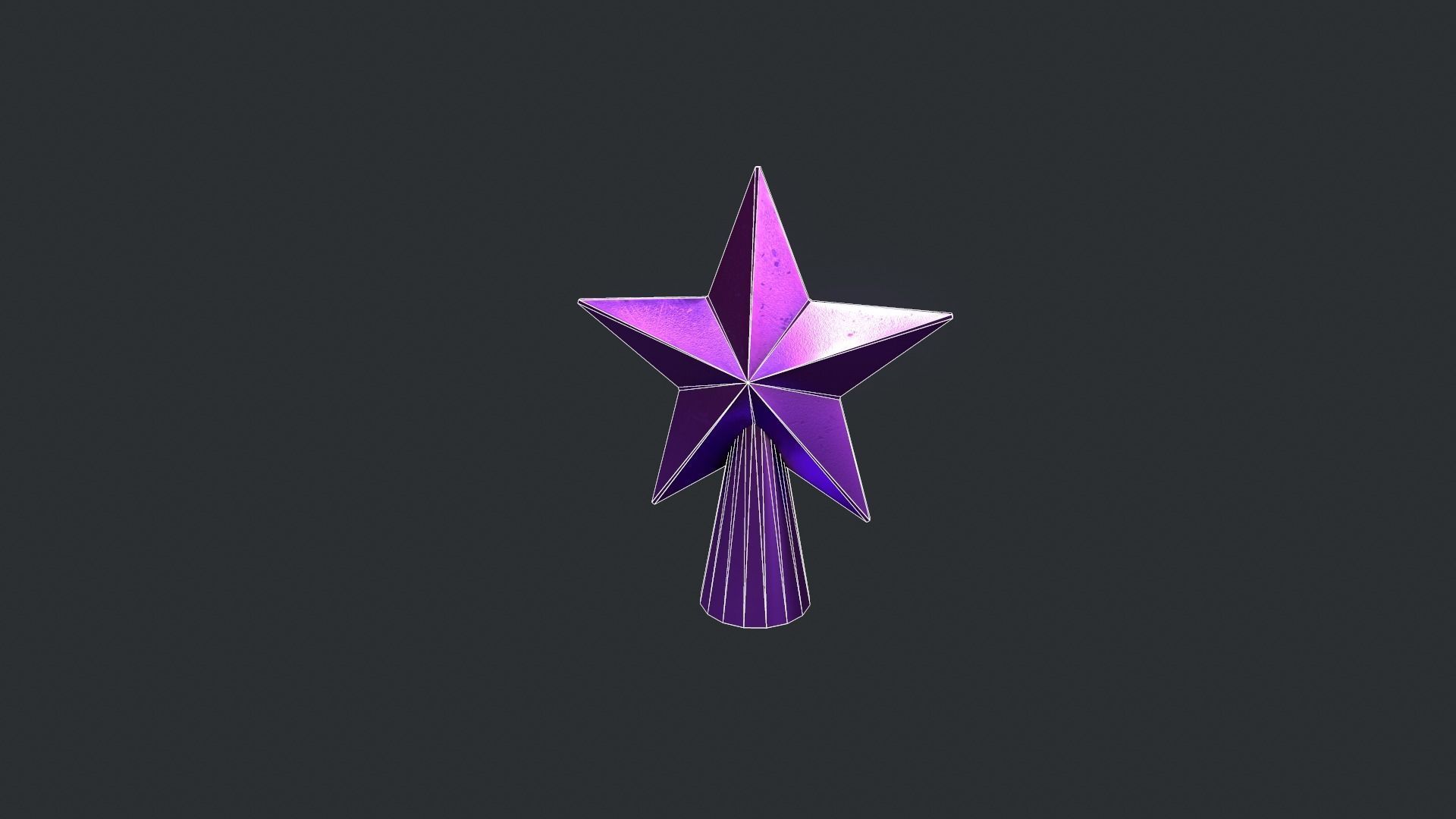 Purple Star Christmas Tree Topper Low-poly 3D model_17