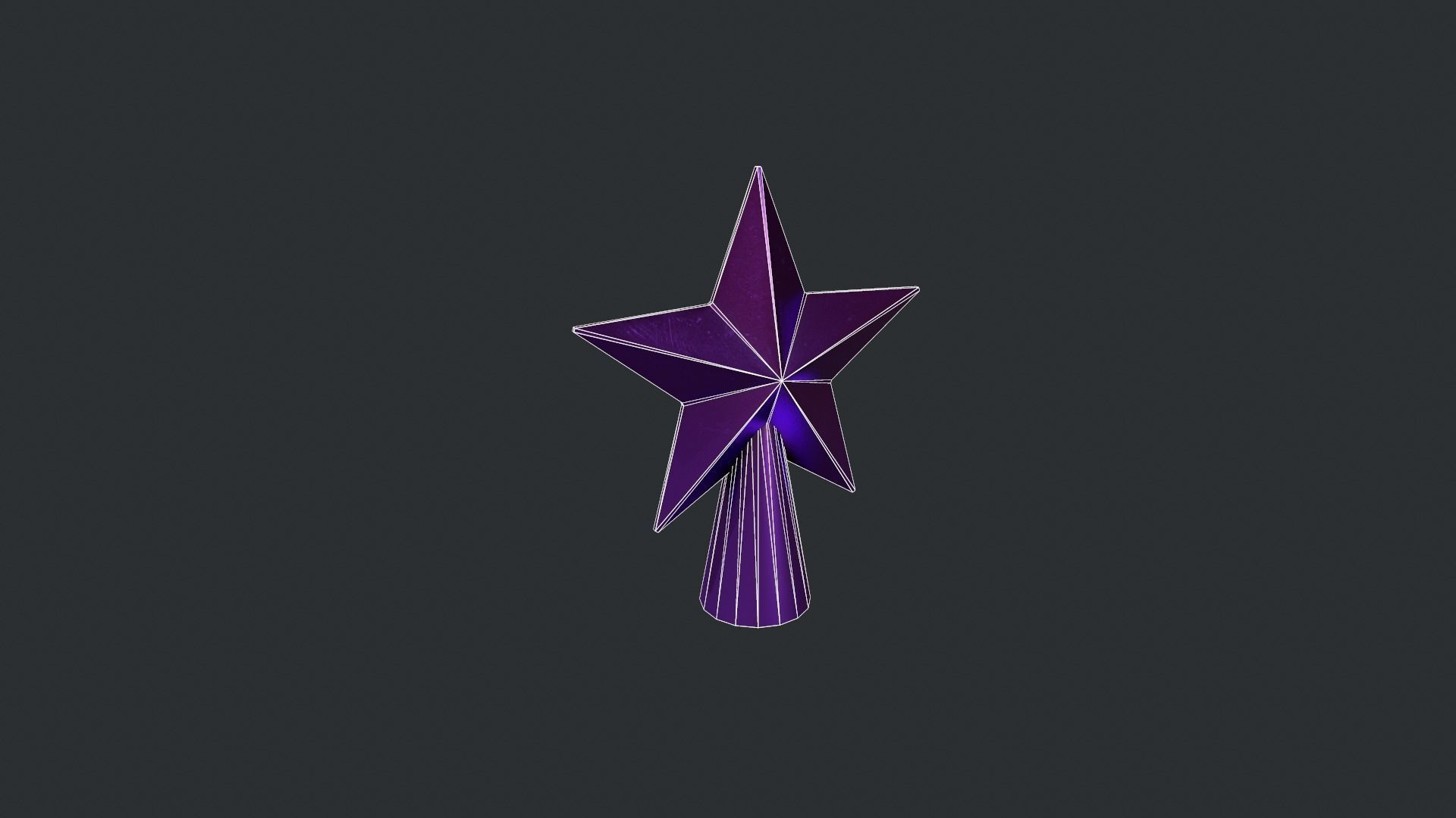 Purple Star Christmas Tree Topper Low-poly 3D model_16