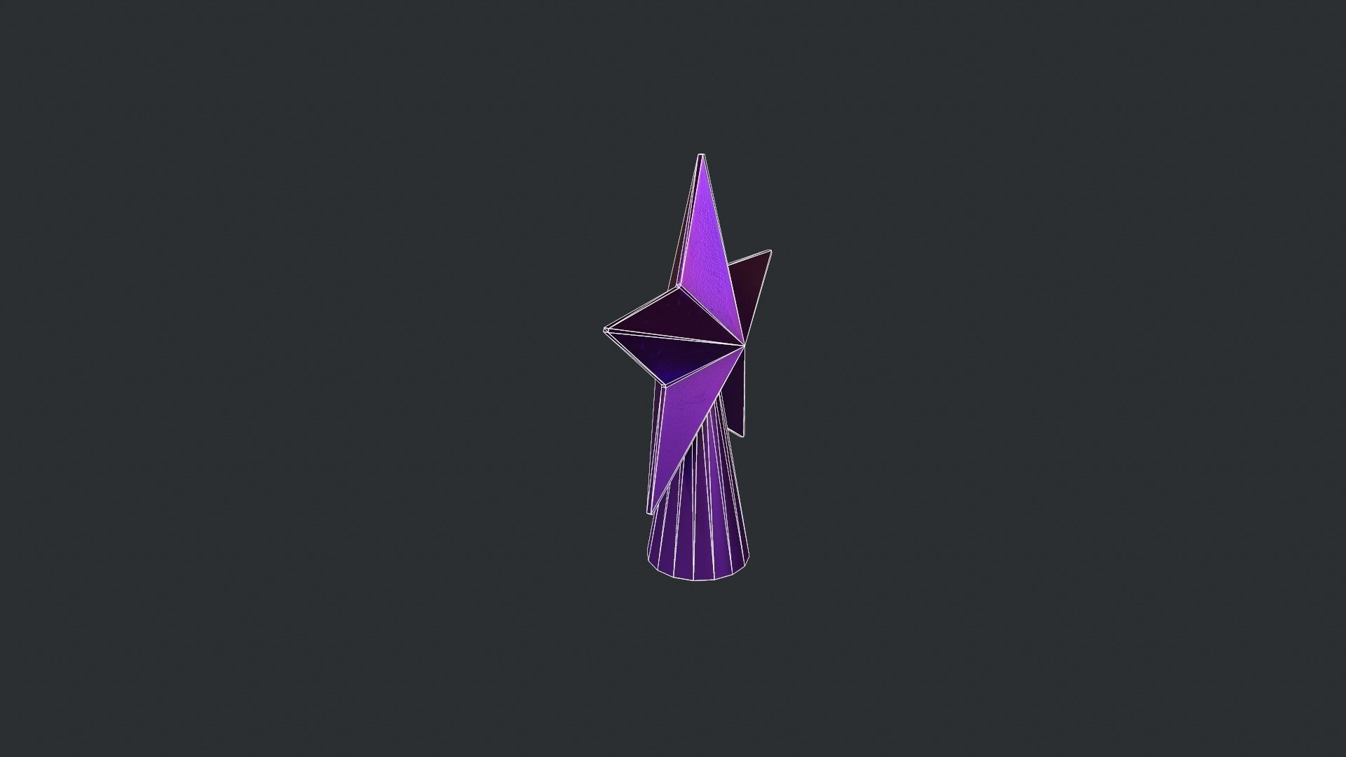 Purple Star Christmas Tree Topper Low-poly 3D model_15