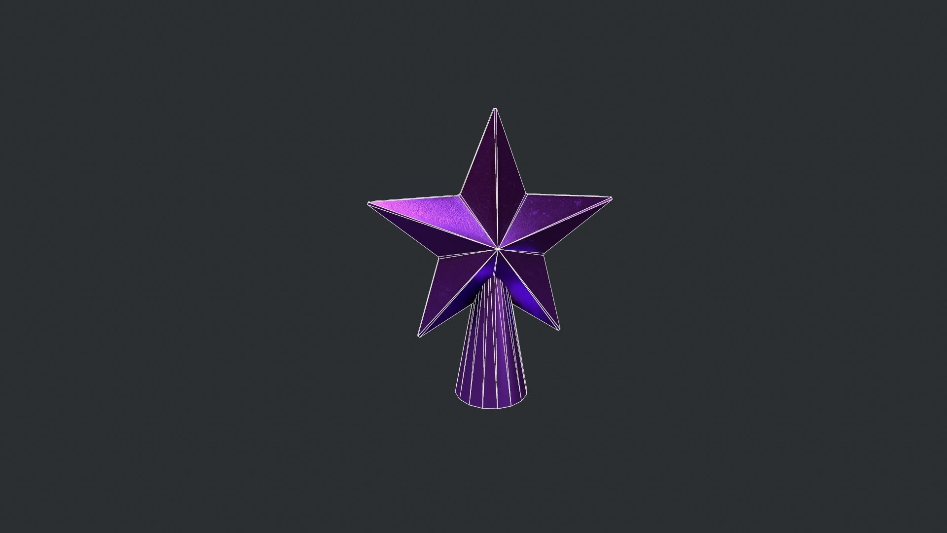 Purple Star Christmas Tree Topper Low-poly 3D model_21